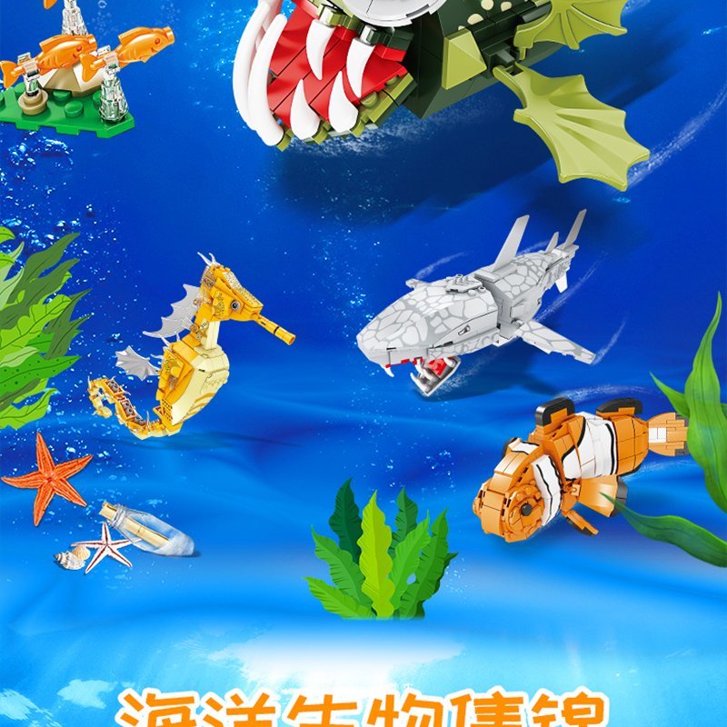 Sea life Đồ Chơi Lắp Ráp lego Hình Cá Mập / Búa / Cá Mập Dưới Nước 61 Mảnh Ghép