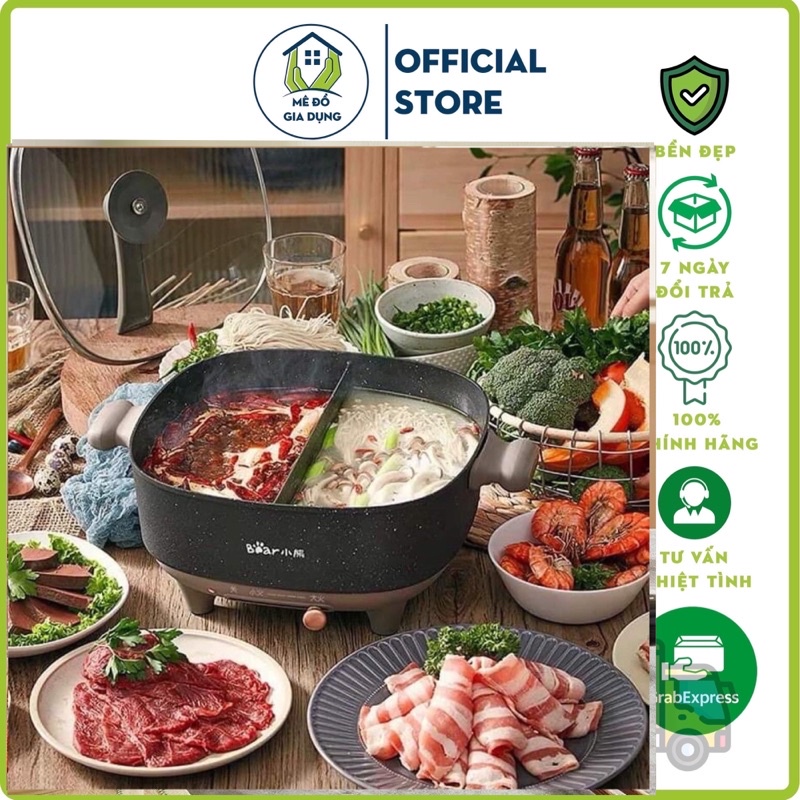 Nồi lẩu uyên ương Bear C60P6/ 2 ngăn dung tích 6L.