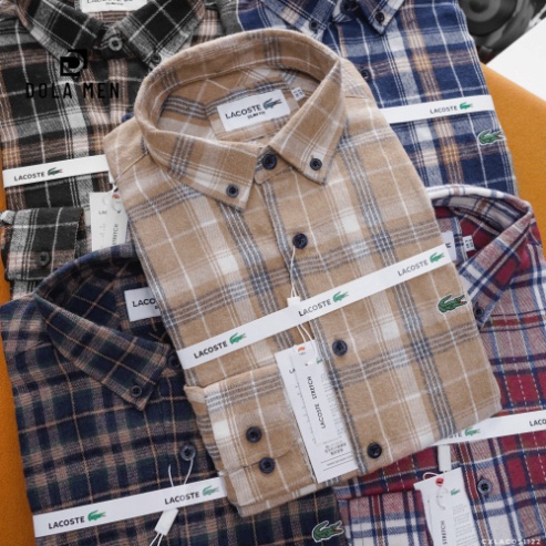 Áo sơ mi Nam dài tay Flannel Vải Dạ LACOSTE êm mềm Form Slim Fit Tôn Dáng Hàng Xịn đúng hãng Có Big size Cao Cấp Dolamen