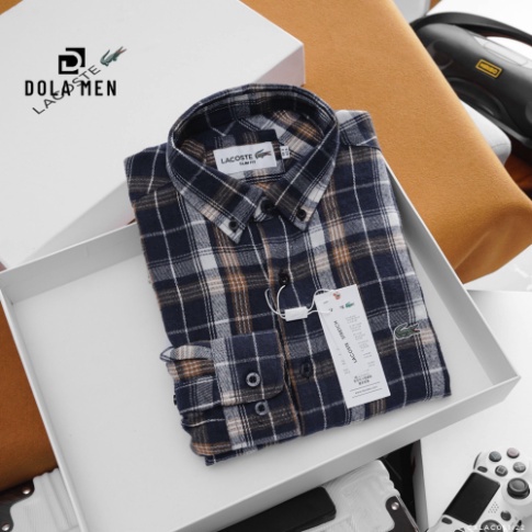 Áo sơ mi Nam dài tay Flannel Vải Dạ LACOSTE êm mềm Form Slim Fit Tôn Dáng Hàng Xịn đúng hãng Có Big size Cao Cấp Dolamen