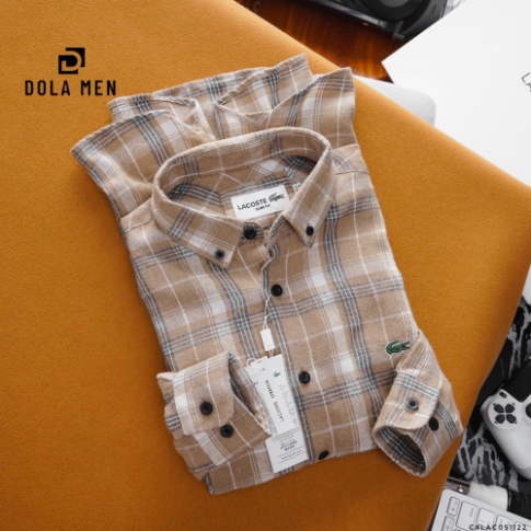 Áo sơ mi Nam dài tay Flannel Vải Dạ LACOSTE êm mềm Form Slim Fit Tôn Dáng Hàng Xịn đúng hãng Có Big size Cao Cấp Dolamen