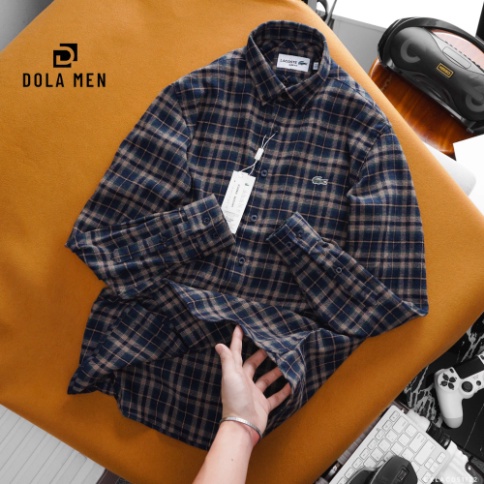 Áo sơ mi Nam dài tay Flannel Vải Dạ LACOSTE êm mềm Form Slim Fit Tôn Dáng Hàng Xịn đúng hãng Có Big size Cao Cấp Dolamen