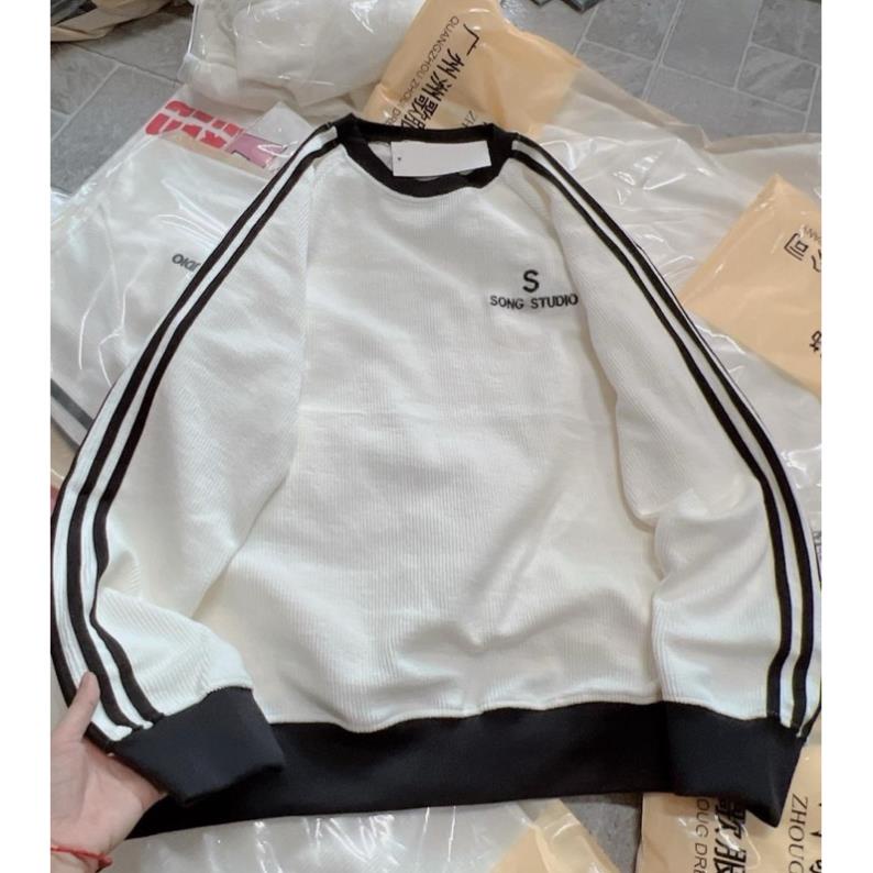 Áo Sweater Sọc Dài Tay Thêu Logo S Siêu Cute 😍 Áo Dài Tay Dáng Rộng Unisex