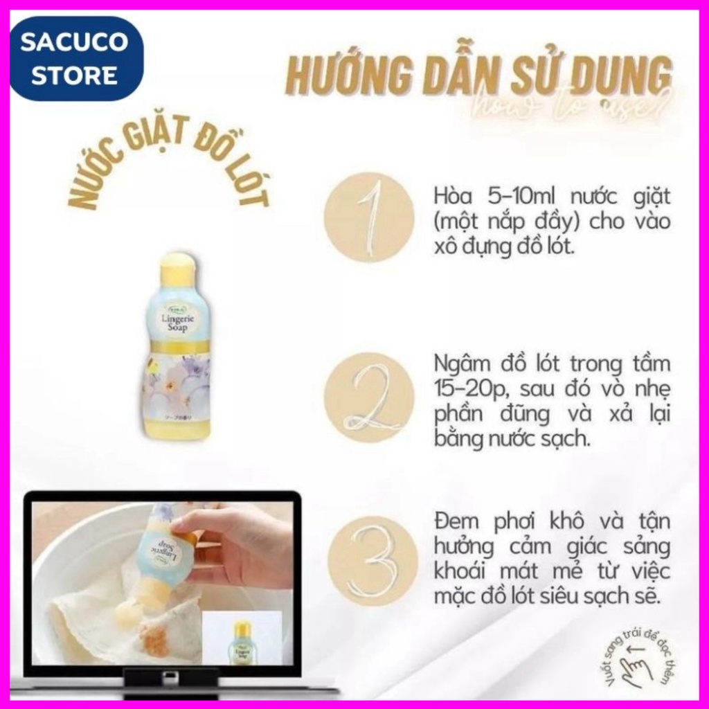 ⚠️FREESHIP⚠️ Nước giặt đồ lót Lingerie Soap Nhật Bản 120ml