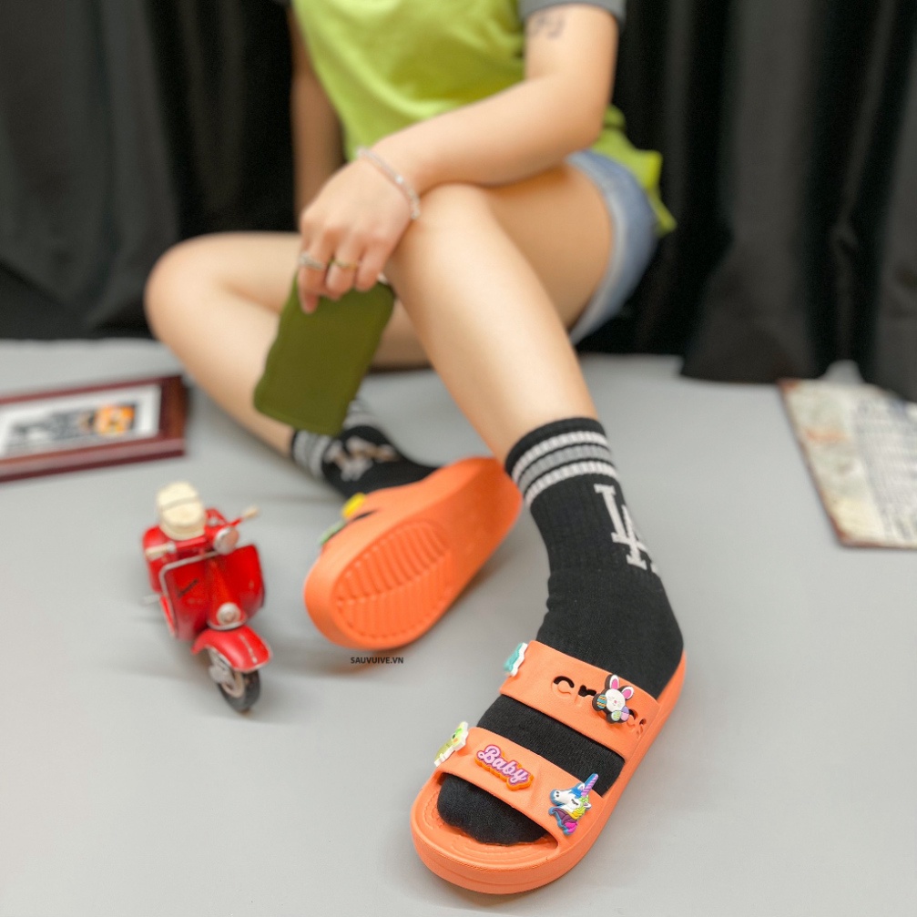 LOẠI 1- BPS - Baya Platform Sandal - Dép Đế Cao 3.5cm Nữ - Quai Dập Chữ - Tặng 8 Jibbizt Ngẫu Nhiên Sấu Vui Vẻ