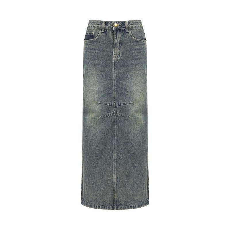 Chân Váy denim Lưng Cao Phong Cách retro Mỹ Thời Trang Mùa Thu Mới Cho Nữ