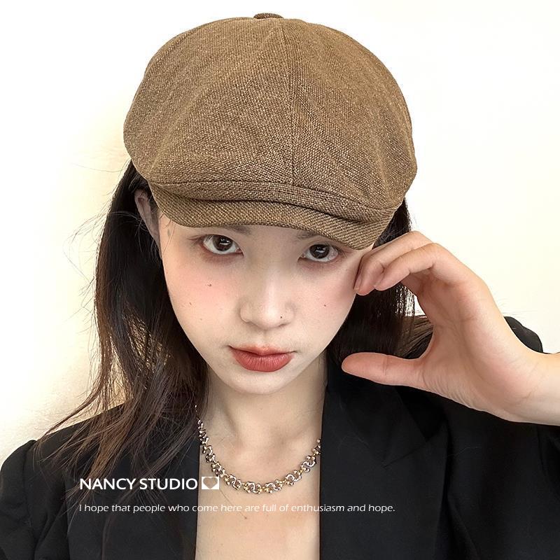 Mũ beret cotton linen thoáng khí phong cách Hàn Quốc thời trang mùa hè cho nam và nữ