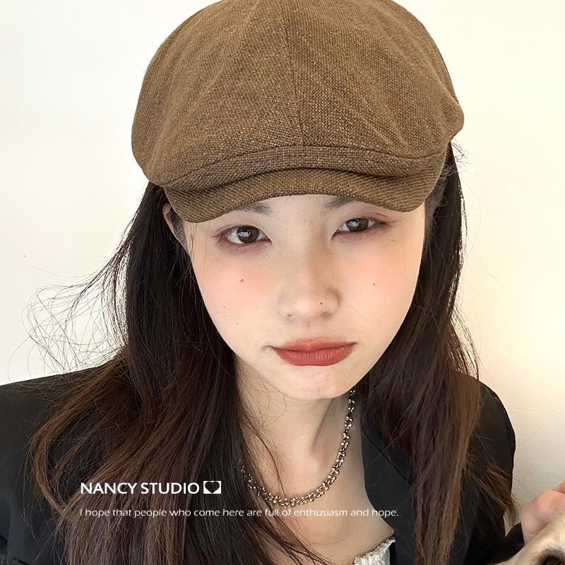Mũ beret cotton linen thoáng khí phong cách Hàn Quốc thời trang mùa hè cho nam và nữ