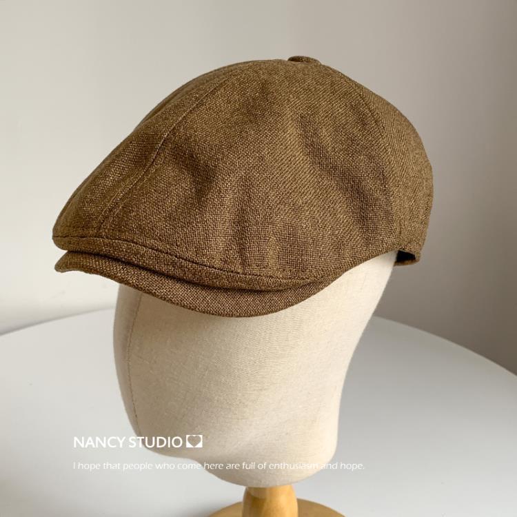 Mũ beret cotton linen thoáng khí phong cách Hàn Quốc thời trang mùa hè cho nam và nữ