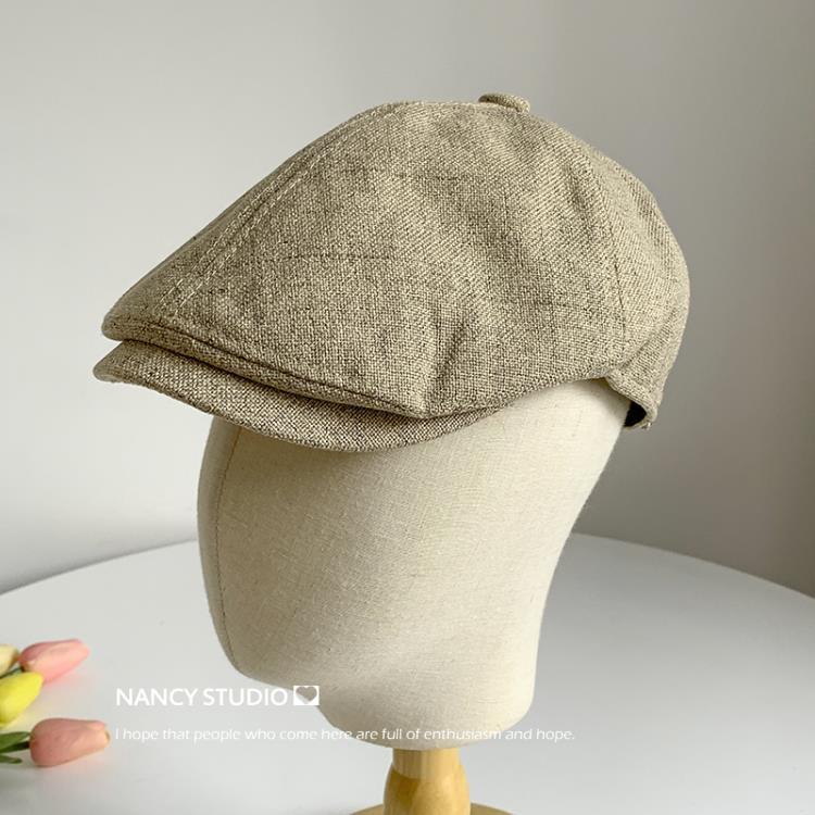 Mũ beret cotton linen thoáng khí phong cách Hàn Quốc thời trang mùa hè cho nam và nữ
