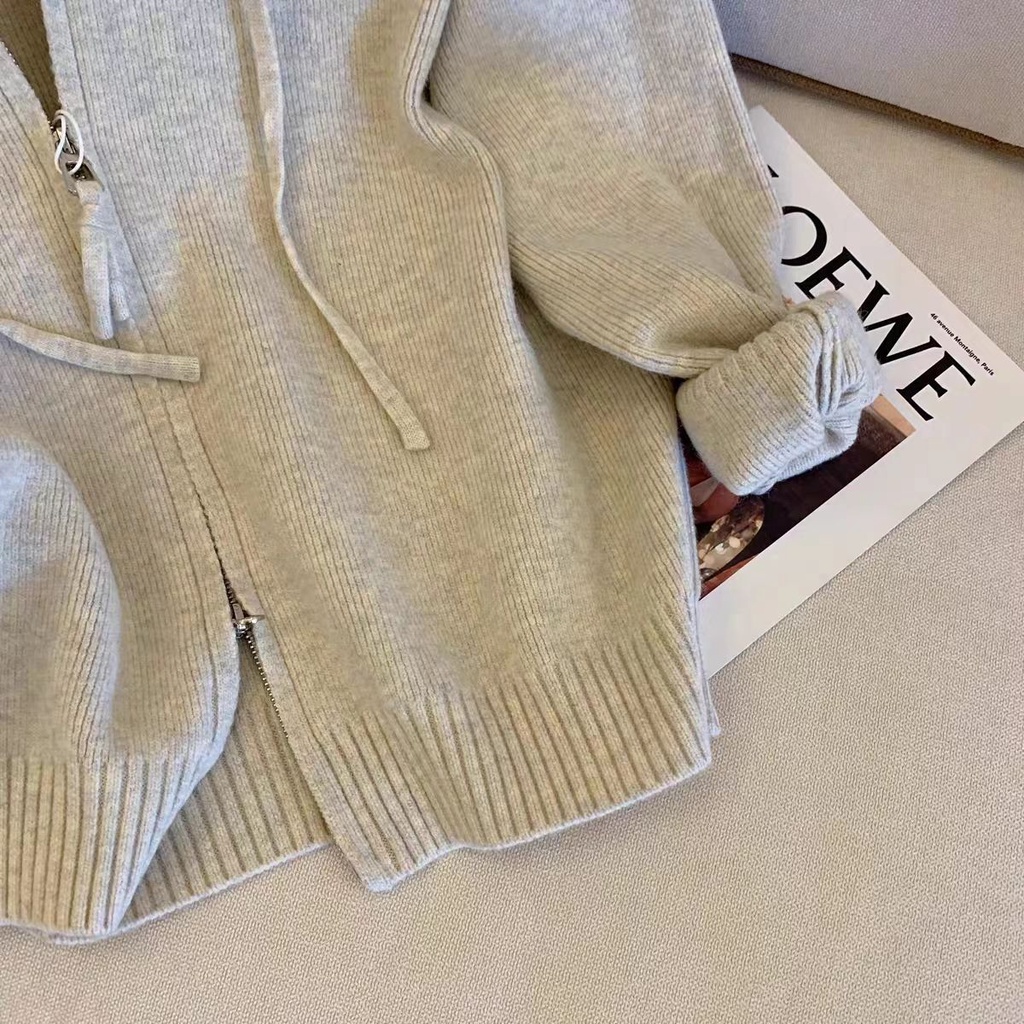 Áo Khoác cardigan Có Khóa Kéo Thêu Hình Thỏ Mới Cho Nữ