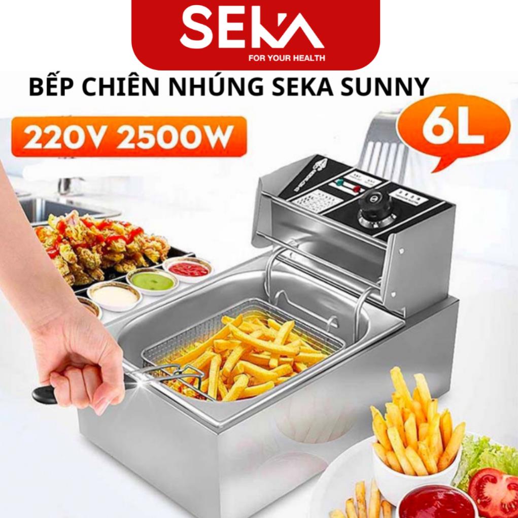 [BH 24 THÁNG] Bếp chiên nhúng điện seka sunny 6L, 12L inox cao cấp, chiên ngập dầu