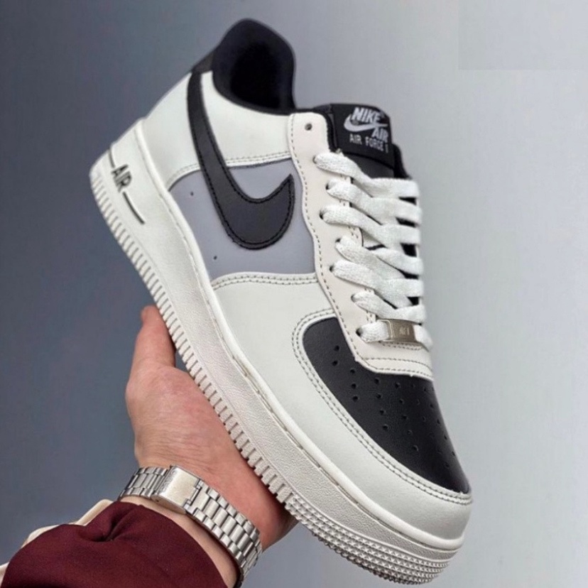 Giày_Nike Air Force 1 Mũi Đen, Giày AF1 Cream And Black Đế Air Bản Chuẩn S.C, Đủ Size Nam Nữ Full Box Bill