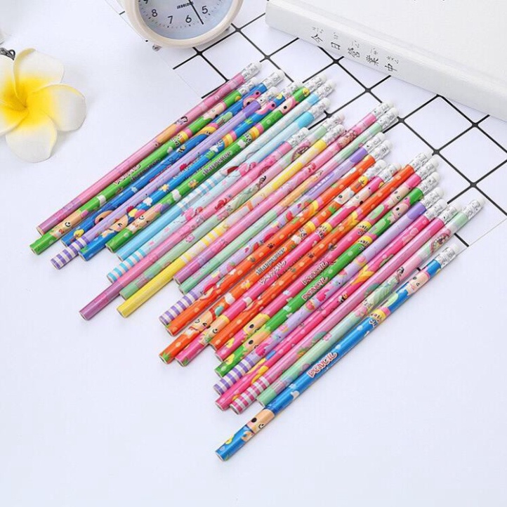 Bút chì  kèm tẩy hoạt hình dễ thương cho bé giá siêu rẻ