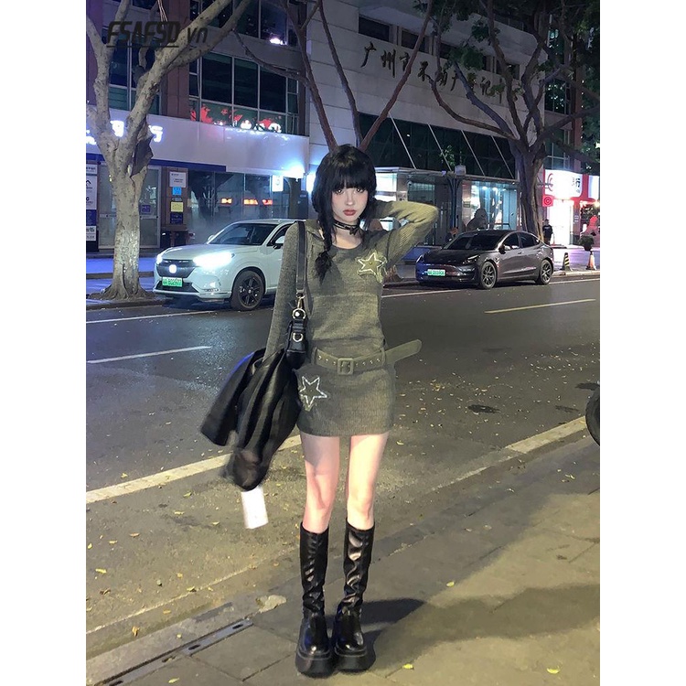 Đầm Dệt Kim Có Mũ Trùm Dáng Dài Phong Cách retro Mỹ Thời Trang Mùa Thu Dành Cho Nữ