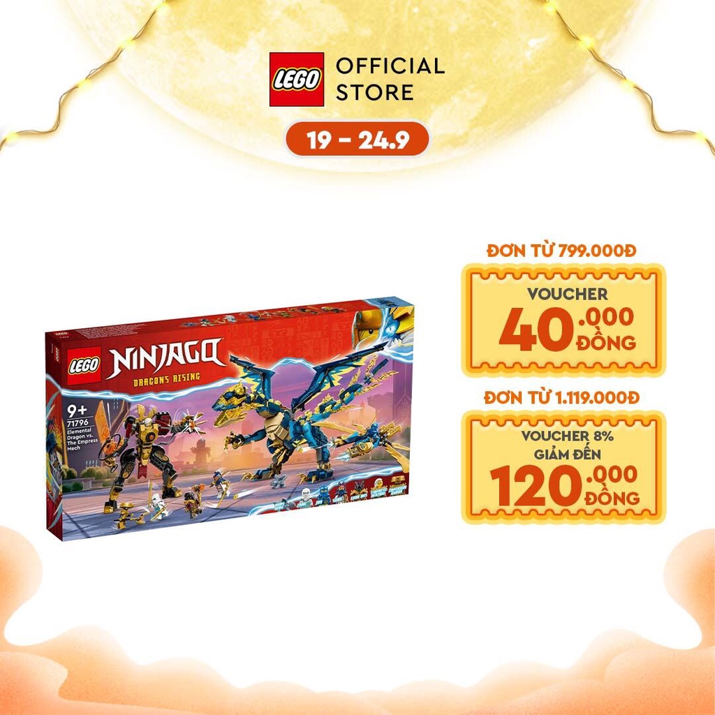 LEGO Ninjago 71796 Đồ chơi lắp ráp Rồng nguyên tố đối đầu chiến giáp đế vương (1,038 chi tiết)