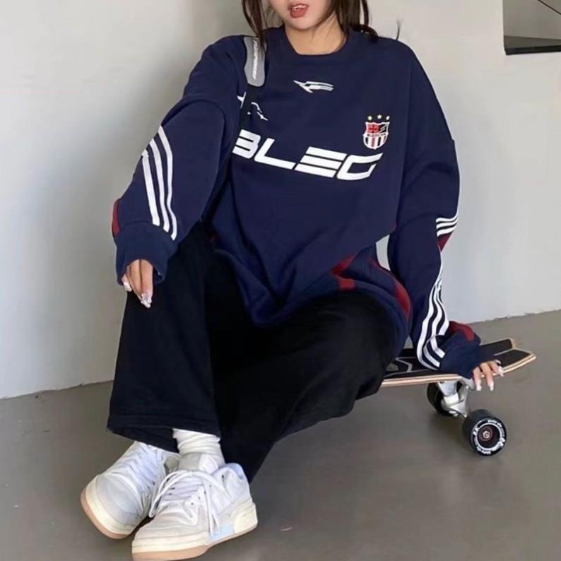 Áo Sweater BLEC Dài Tay Lót Nhung Mịn 3 Sọc Phong Cách Hàn Quốc 2023