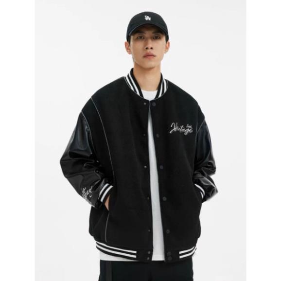 Áo khoác bóng chày CONTEMPOR hot trend 2022 chữ thêu phong cách retro