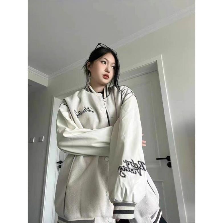 Áo khoác bóng chày CONTEMPOR hot trend 2022 chữ thêu phong cách retro