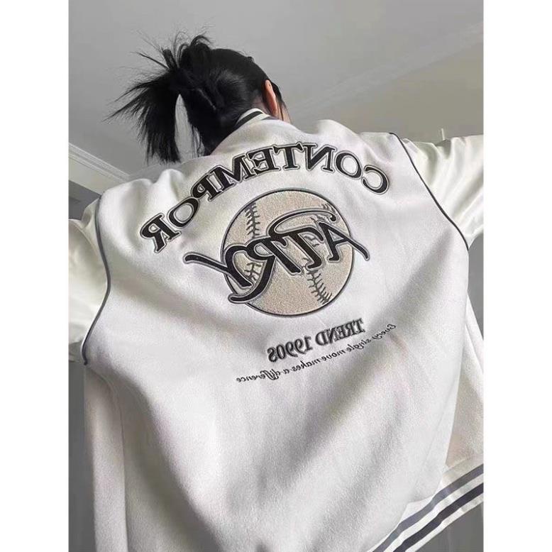 Áo khoác bóng chày CONTEMPOR hot trend 2022 chữ thêu phong cách retro