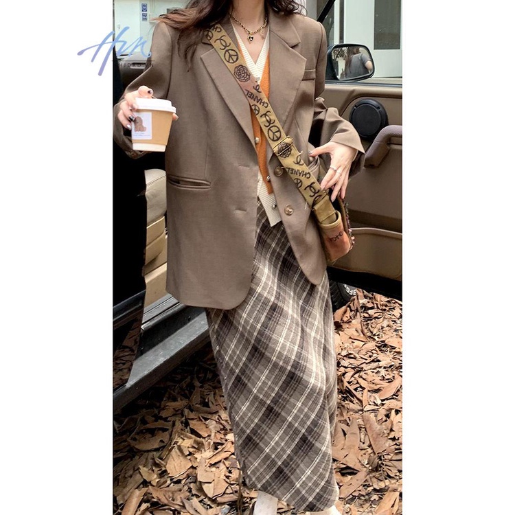 Chân Váy Len Dài Lưng Cao Xẻ Tà Thời Trang Thu Đông Cho Nữ