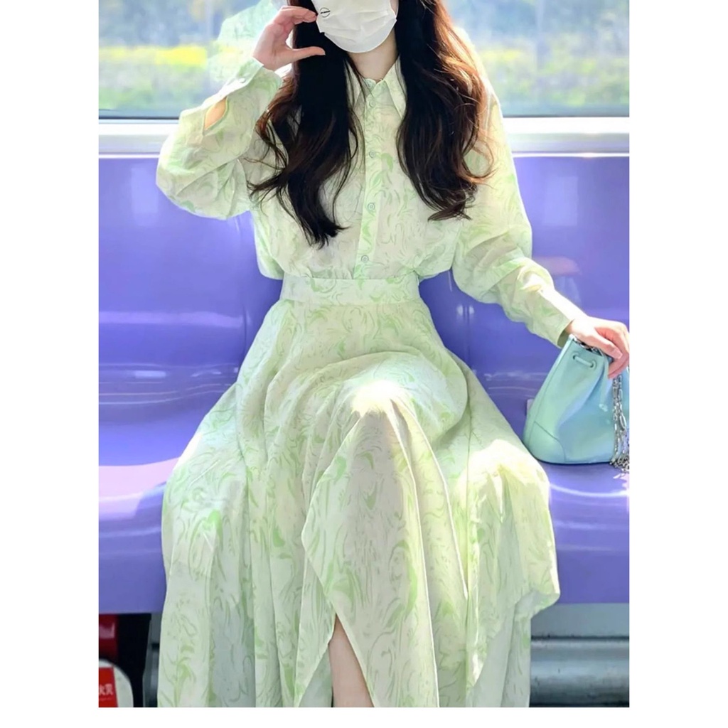 Bộ Đầm Hai Mảnh Mùa Thu 2023 In Họa Tiết Hoa Lá Phong Cách mori Siêu Nhẹ Phong Cách Mới Cho Nữ
