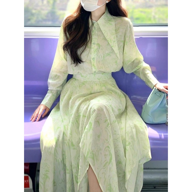 Bộ Đầm Hai Mảnh Mùa Thu 2023 In Họa Tiết Hoa Lá Phong Cách mori Siêu Nhẹ Phong Cách Mới Cho Nữ