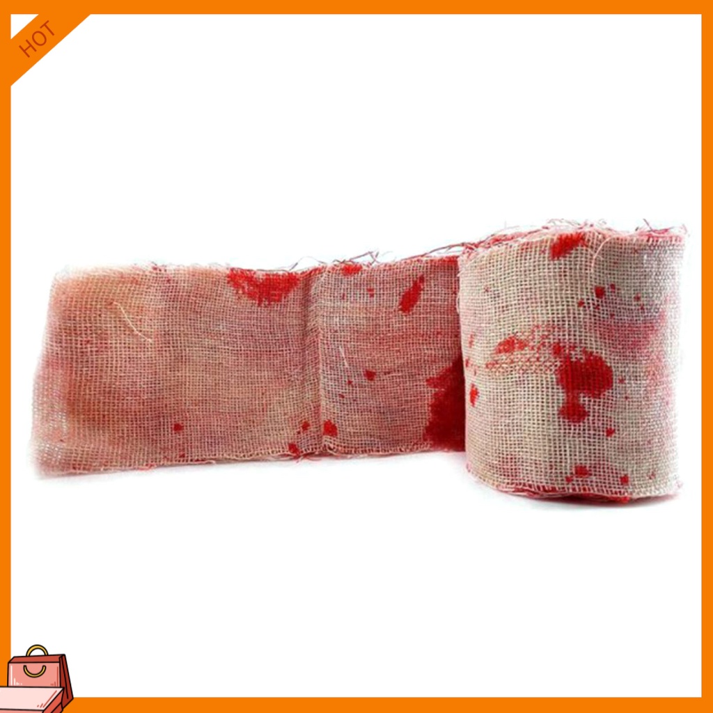 Dây Đai Cảnh Báo Bí Mật Trang Trí halloween Bằng Vải Gạc Dính Máu Nhân Tạo