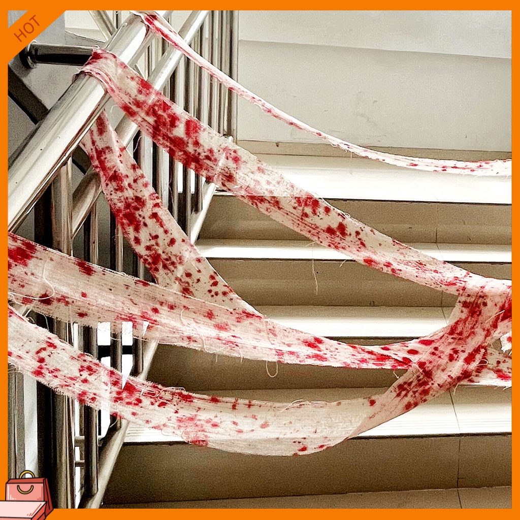 Dây Đai Cảnh Báo Bí Mật Trang Trí halloween Bằng Vải Gạc Dính Máu Nhân Tạo