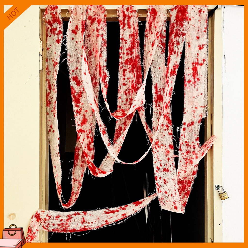 Dây Đai Cảnh Báo Bí Mật Trang Trí halloween Bằng Vải Gạc Dính Máu Nhân Tạo