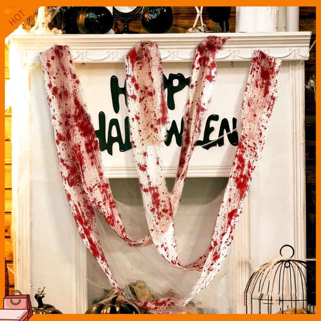 Dây Đai Cảnh Báo Bí Mật Trang Trí halloween Bằng Vải Gạc Dính Máu Nhân Tạo