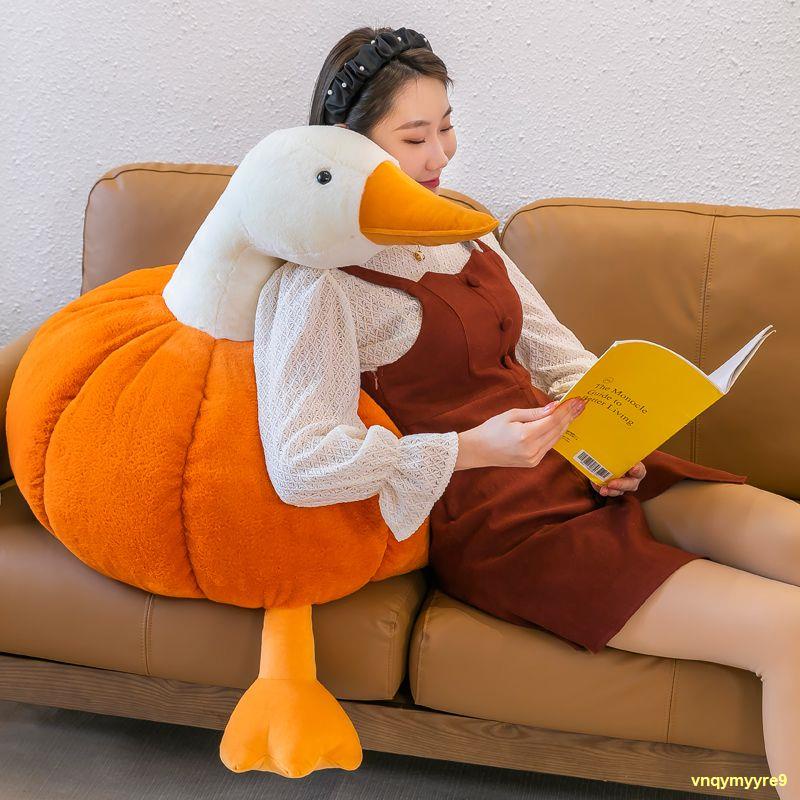 Búp bê ngỗng lớn hình con vịt bí ngô sáng tạo gối đồ chơi sang trọng