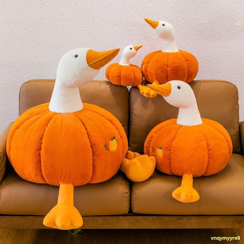 Búp bê ngỗng lớn hình con vịt bí ngô sáng tạo gối đồ chơi sang trọng