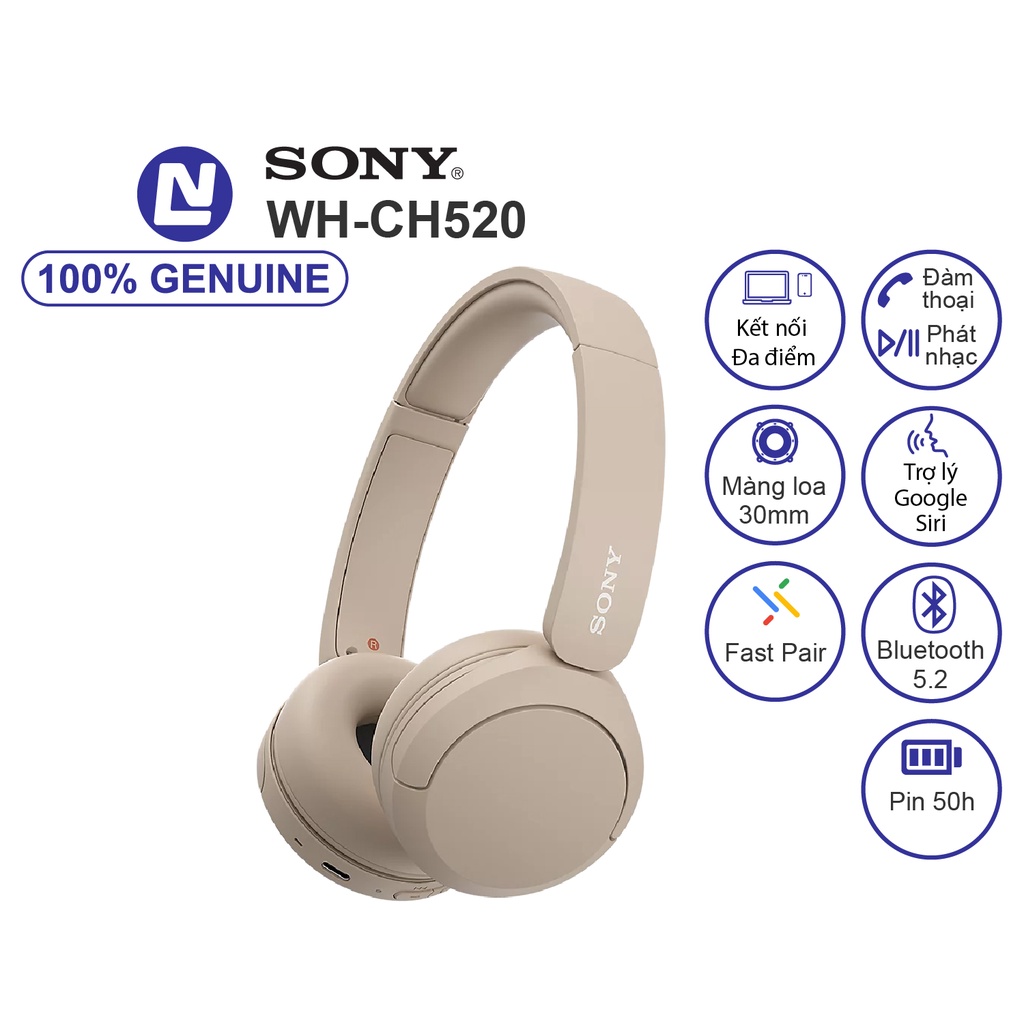 New Full box Sony WH-CH520 Tai nghe không dây on ear kết nối đa điểm