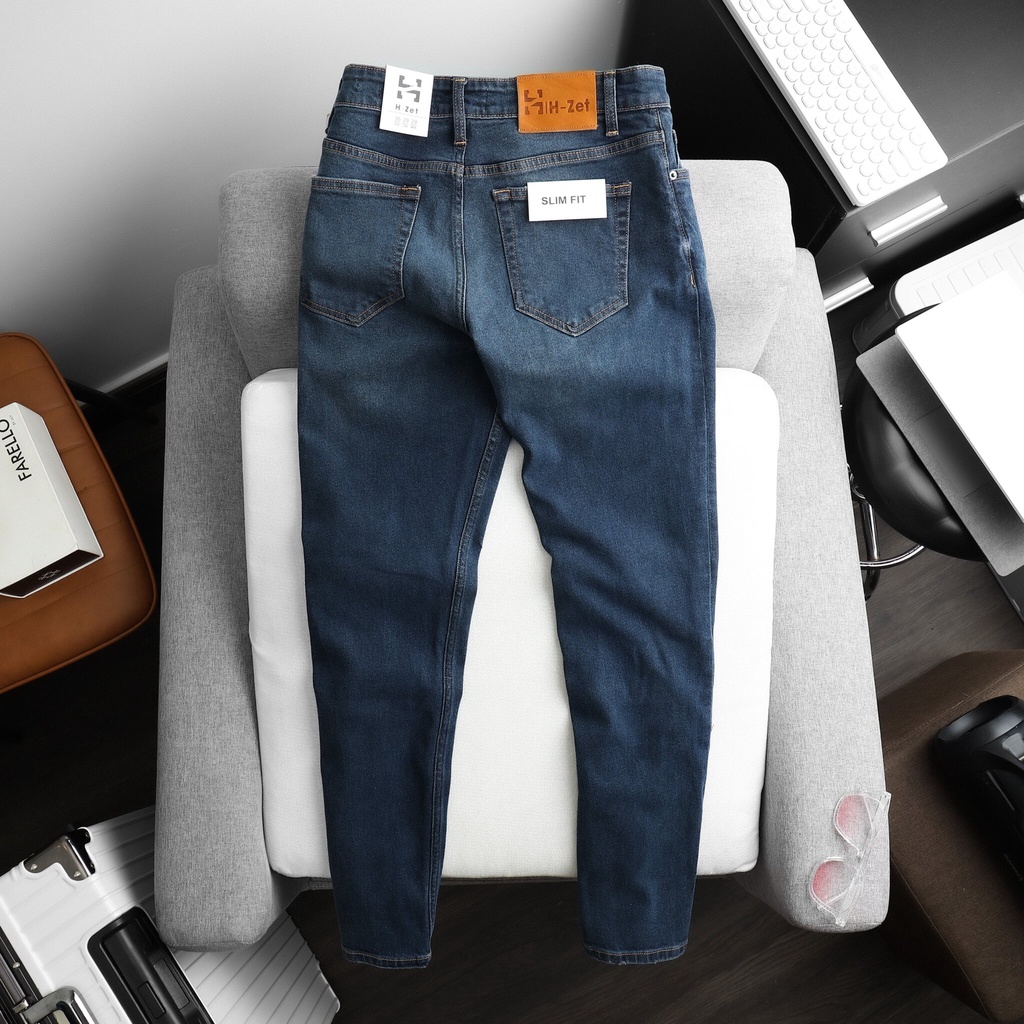 Quần Jean Nam Form SLIM FIT H-Zet, Chất Vải Denim Cao Cấp Co Giãn Tốt - BLUE WASH - JSLF01