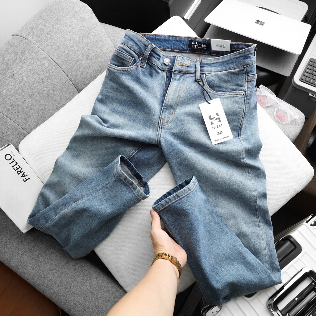 Quần Jean Nam Form SLIM FIT H-Zet, Chất Vải Denim Cao Cấp Co Giãn Tốt - BLUE WASH - JSLF01