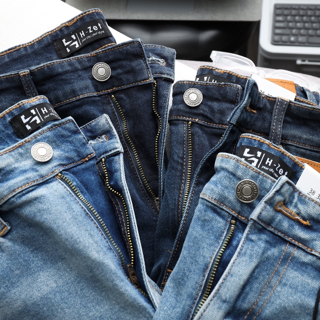 Quần Jean Nam Form SLIM FIT H-Zet, Chất Vải Denim Cao Cấp Co Giãn Tốt - BLUE WASH - JSLF01