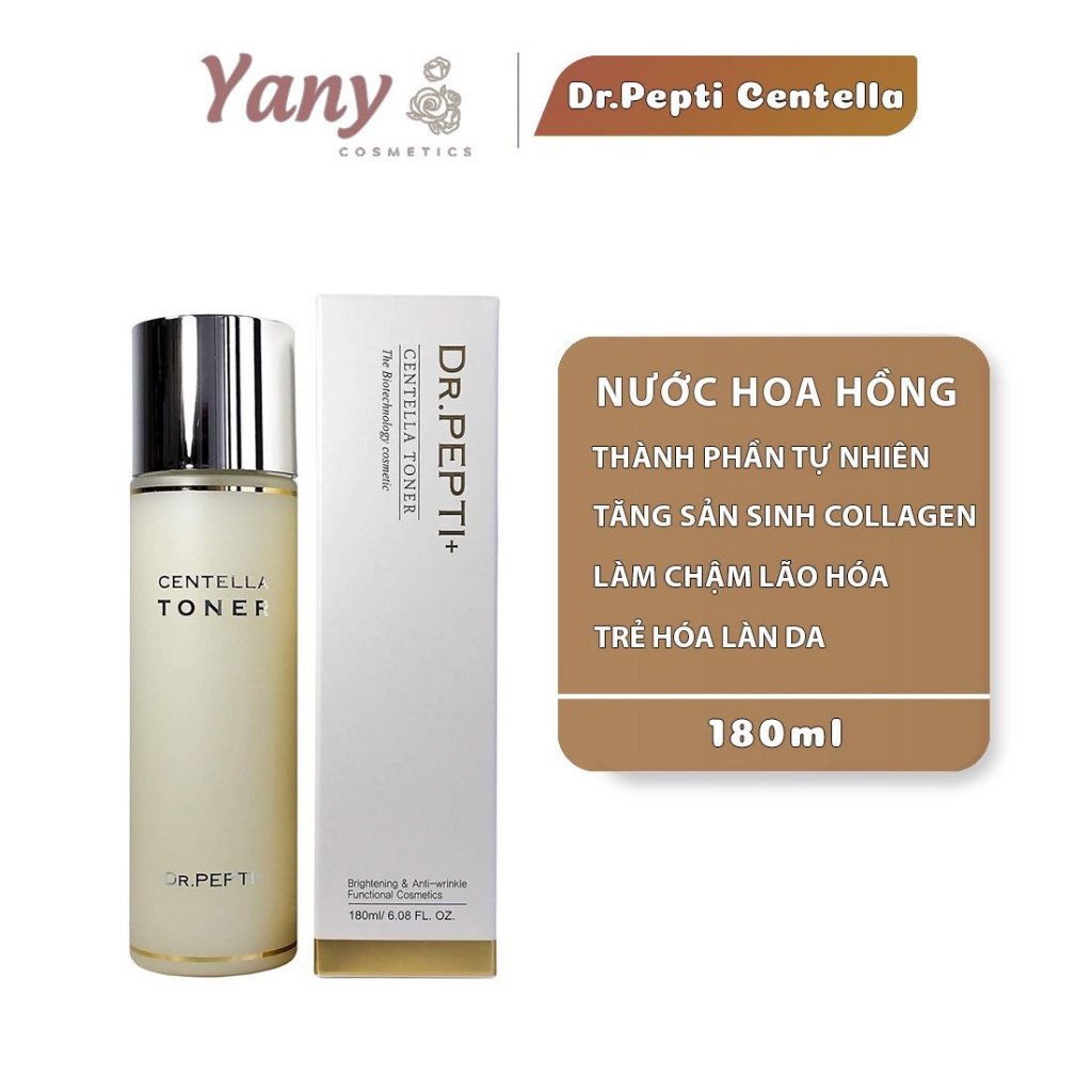 Nước Hoa Hồng Toner Dr.Pepti Centella Giúp Se Khít Lỗ Chân Lông, Dưỡng Da Căng Bóng Chai 180ml