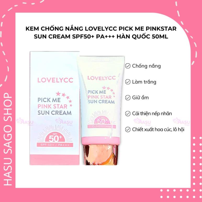 Kem Chống Nắng LOVELYCC Pick Me Pinkstar Sun Cream SPF50+ PA+++ Hàn Quốc 50ml
