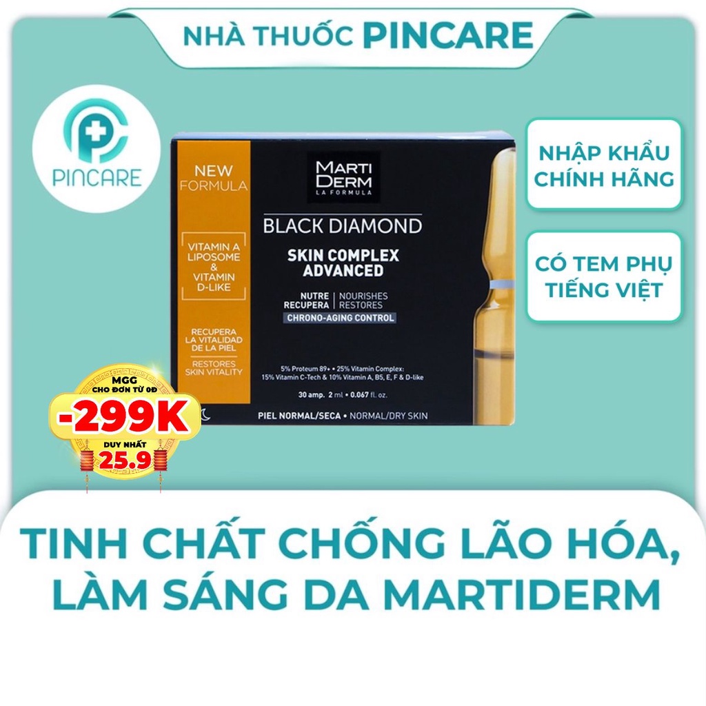 Tinh chất dưỡng da MartiDerm Black Diamond Complex+ Ampoule ( Vỉ ) - Hàng chính hãng - Nhà thuốc PinCare