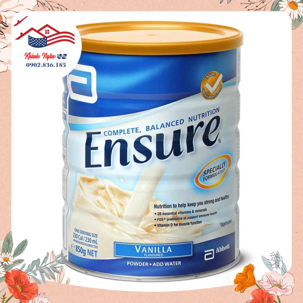 100% Hàng Mỹ- Hàng Úc Cao Cấp- Sữa bột hương Vani Ensure Vanilla Powder 850g của Úc