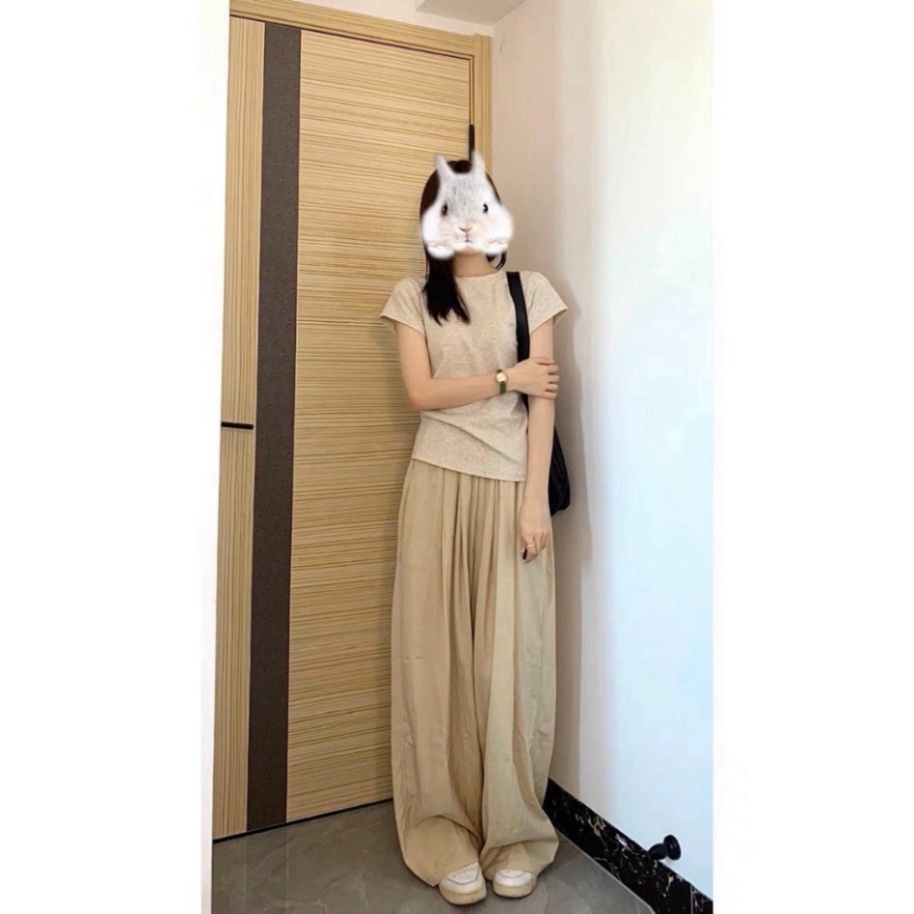 Quần Ống Rộng Cạp Chun Mát Lạnh Mùa Hè By.camcam, Quần vải nữ phong cách thanh lịch có thể mặc đi làm đi chơi | BigBuy360 - bigbuy360.vn