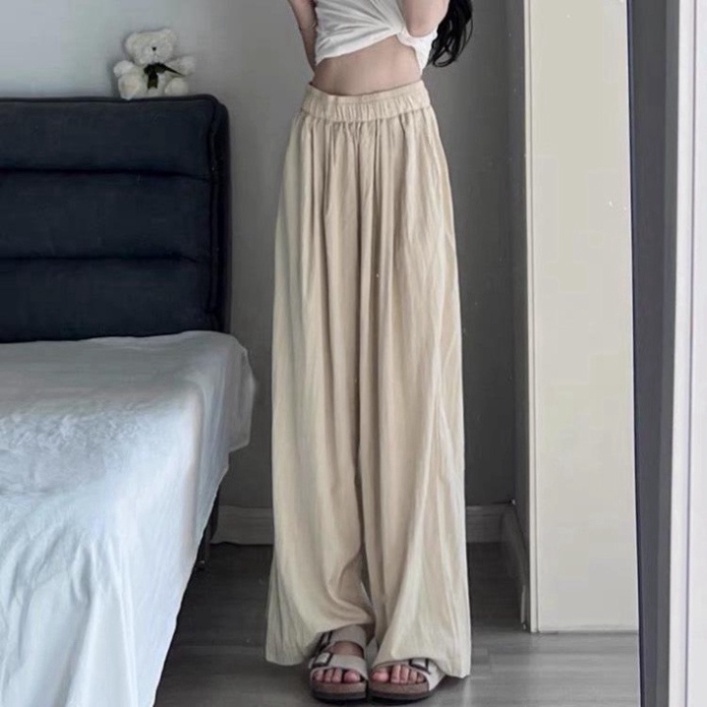 Quần Ống Rộng Cạp Chun Mát Lạnh Mùa Hè By.camcam, Quần vải nữ phong cách thanh lịch có thể mặc đi làm đi chơi | BigBuy360 - bigbuy360.vn