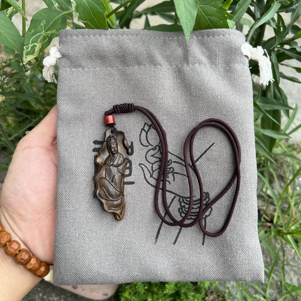 Dây Chuyền Mặt Khắc Hoa Sen 9.19 Chính Hãng Dalah dry agarwood Khắc Chữ guanyin