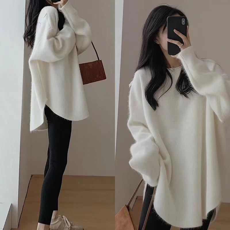 Áo sweater Dệt Kim Dáng Dài Xẻ Tà Thời Trang Thu Đông Cho Nữ