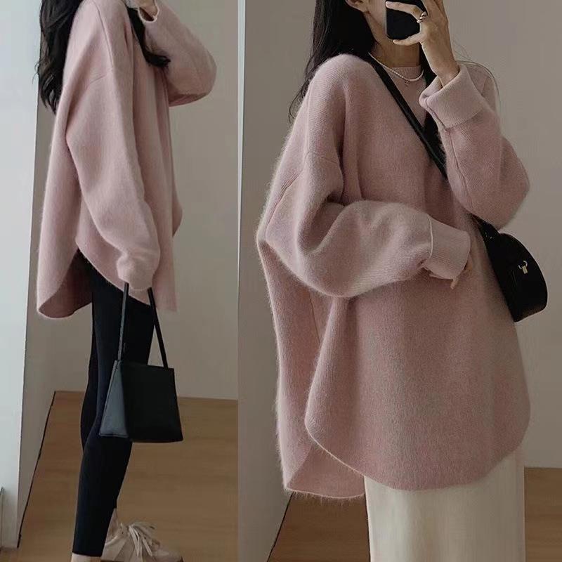 Áo sweater Dệt Kim Dáng Dài Xẻ Tà Thời Trang Thu Đông Cho Nữ