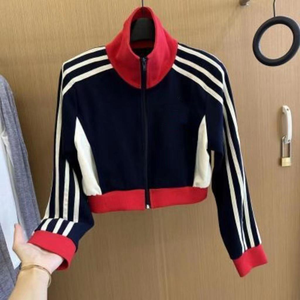 Áo Khoác Bóng Chày Dáng Ngắn Thêu Chữ Phối Màu Tương Phản Kiểu retro Mỹ Thời Trang Mùa Thu 2023 Mới Cho Nữ