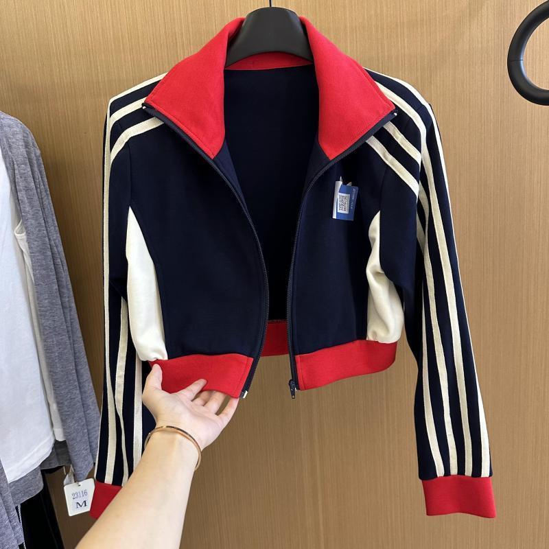 Áo Khoác Bóng Chày Dáng Ngắn Thêu Chữ Phối Màu Tương Phản Kiểu retro Mỹ Thời Trang Mùa Thu 2023 Mới Cho Nữ