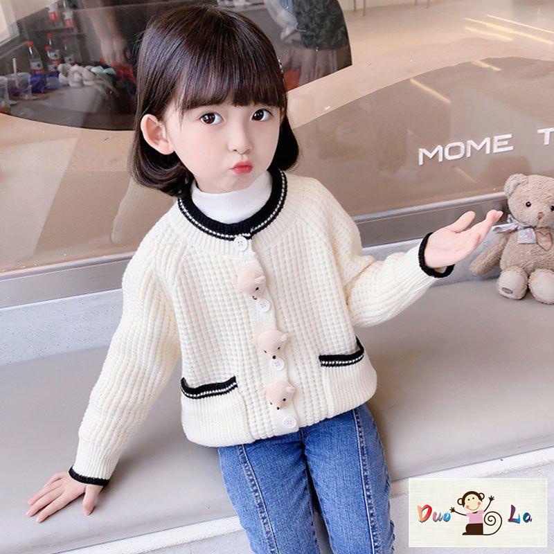 Doula ~ Áo Khoác cardigan Dệt Kim Thời Trang Mùa Thu Phong Cách Mới Cho Bé Gái