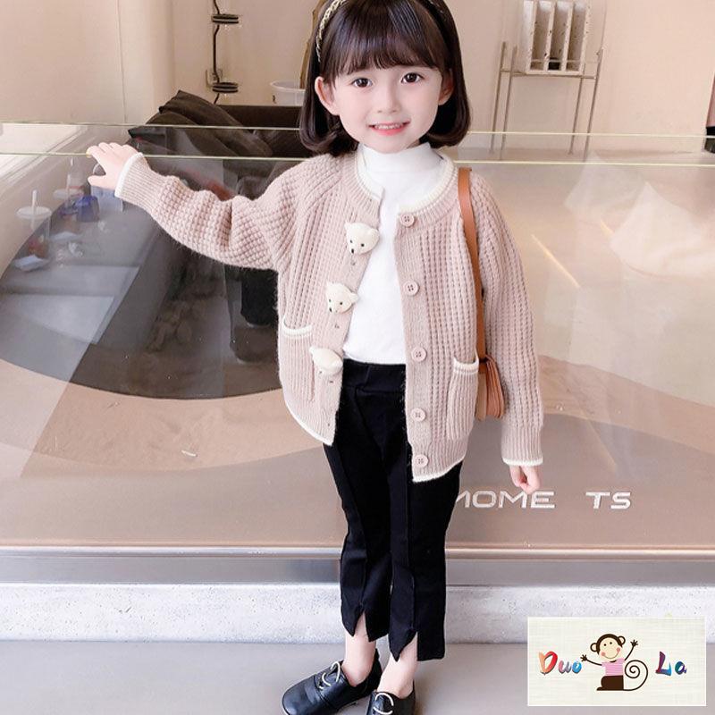 Doula ~ Áo Khoác cardigan Dệt Kim Thời Trang Mùa Thu Phong Cách Mới Cho Bé Gái